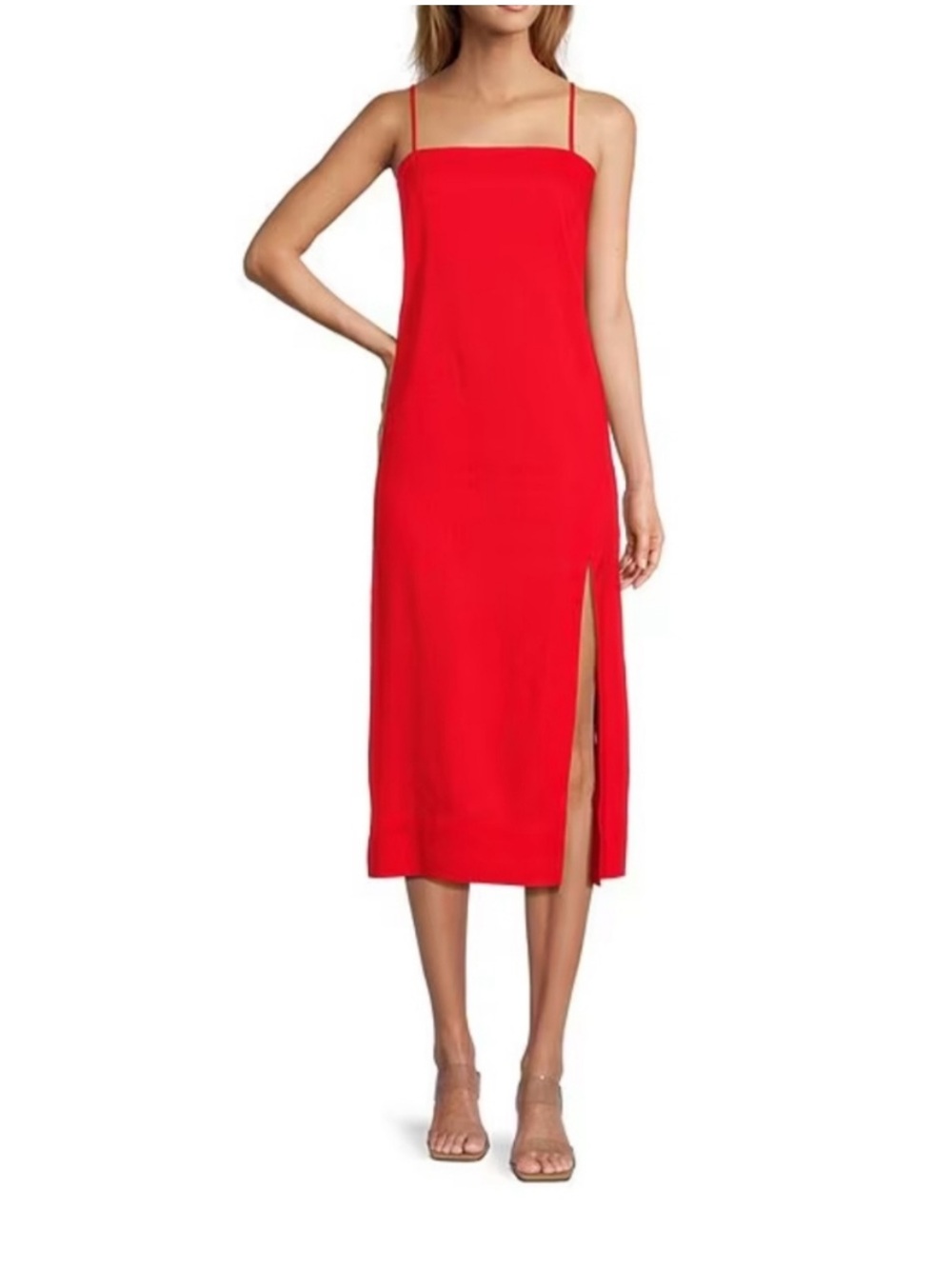 Antonio Melani Red Linen Blend Midi Dress